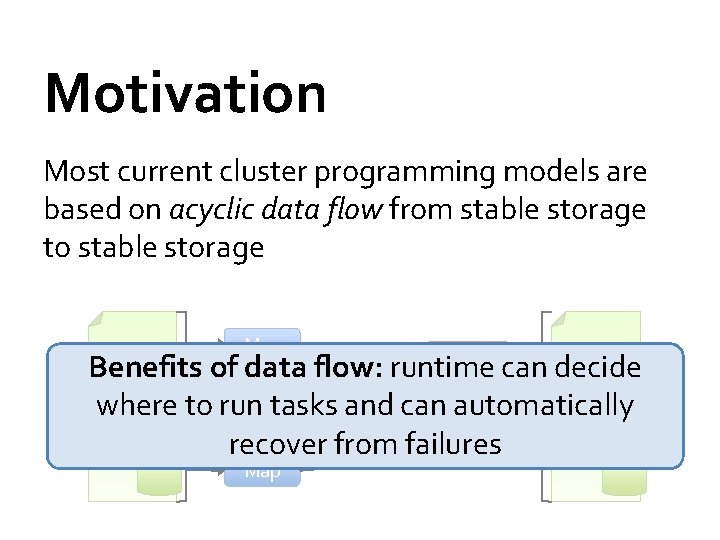 Motivation Most current cluster programming models are based on acyclic data flow from stable