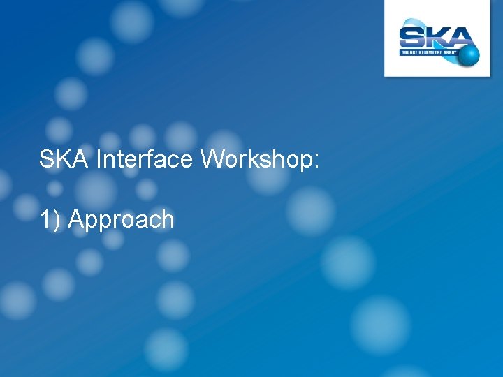 SKA Interface Workshop: 1) Approach 