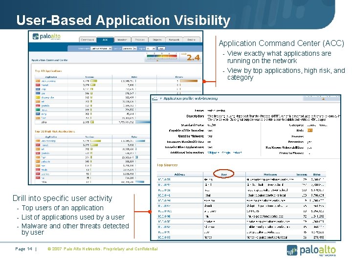 User-Based Application Visibility Application Command Center (ACC) - View exactly what applications are running