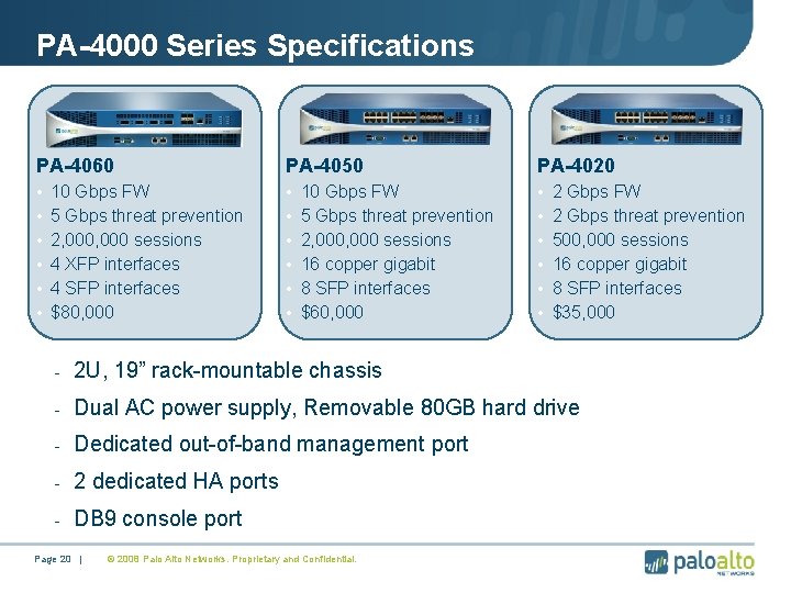 PA-4000 Series Specifications PA-4060 PA-4050 PA-4020 • • • • • 10 Gbps FW