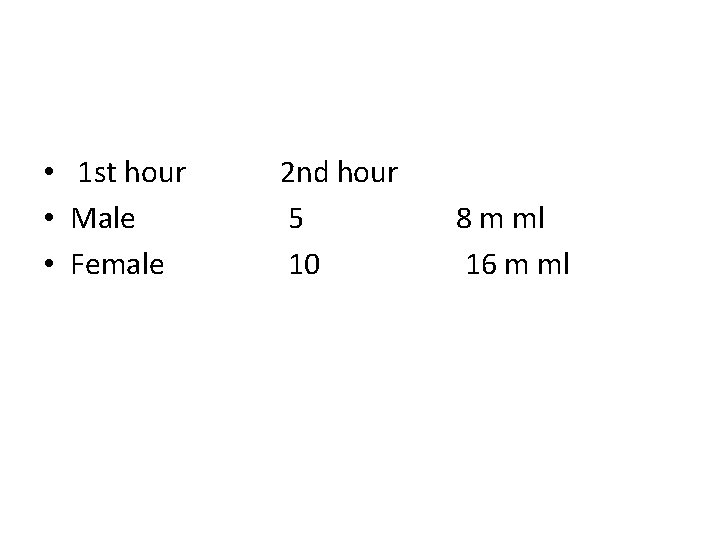  • 1 st hour • Male • Female 2 nd hour 5 10