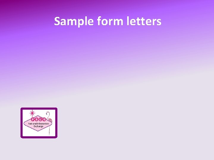 Sample form letters 