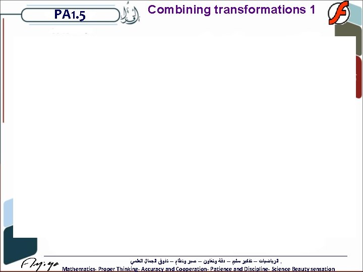 PA 1. 5 Combining transformations 1 ﺍﻟﺮﻳﺎﺿﻴﺎﺕ – ﺗﻔﻜﻴﺮ ﺳﻠﻴﻢ – ﺩﻗﺔ ﻭﺗﻌﺎﻭﻥ –