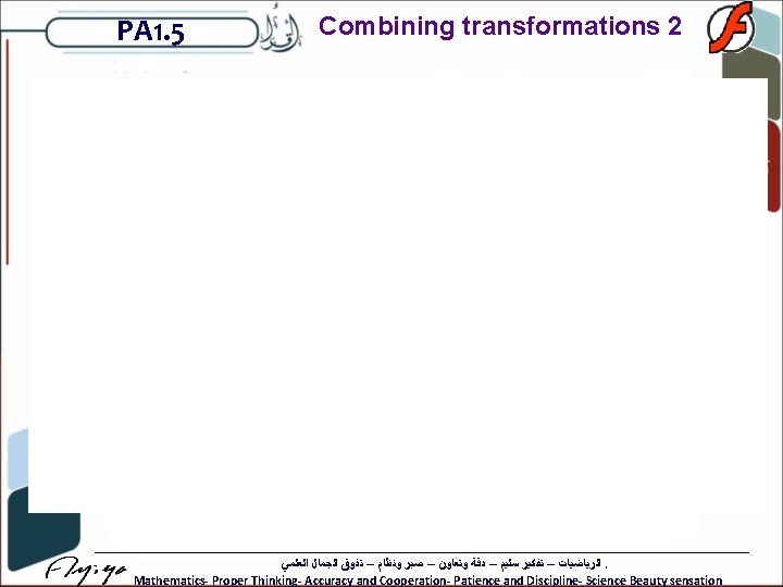 PA 1. 5 Combining transformations 2 ﺍﻟﺮﻳﺎﺿﻴﺎﺕ – ﺗﻔﻜﻴﺮ ﺳﻠﻴﻢ – ﺩﻗﺔ ﻭﺗﻌﺎﻭﻥ –