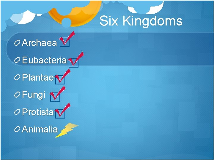 Six Kingdoms Archaea Eubacteria Plantae Fungi Protista Animalia 