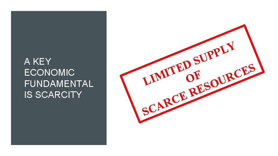 A KEY ECONOMIC FUNDAMENTAL IS SCARCITY Y L P P U S D E