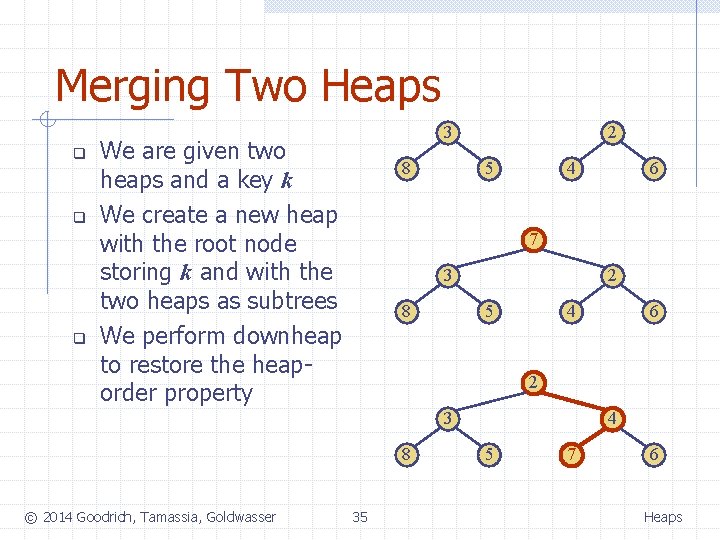 Merging Two Heaps q q q 3 We are given two heaps and a