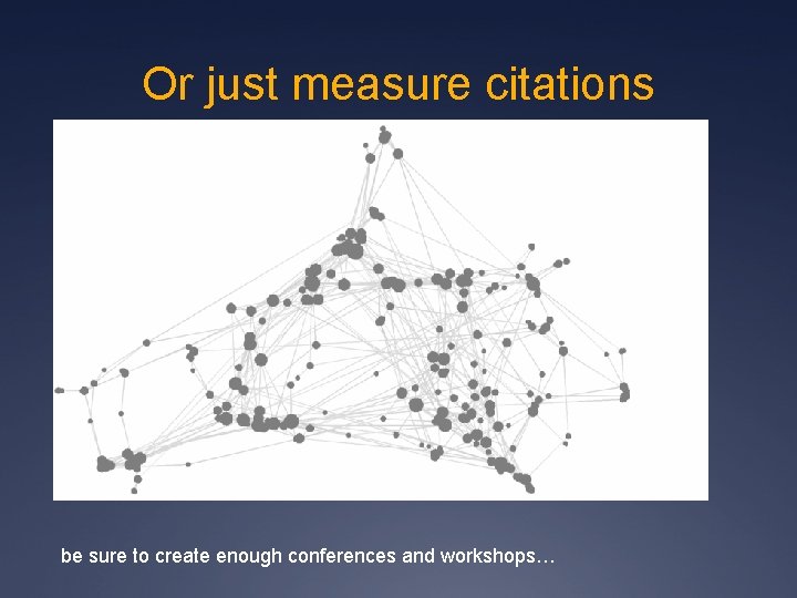 Or just measure citations be sure to create enough conferences and workshops… 