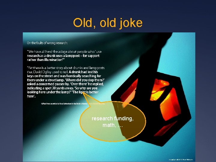 Old, old joke research funding, math, … 
