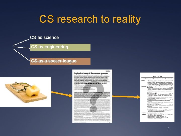 CS research to reality CS as science CS as engineering CS as a soccer