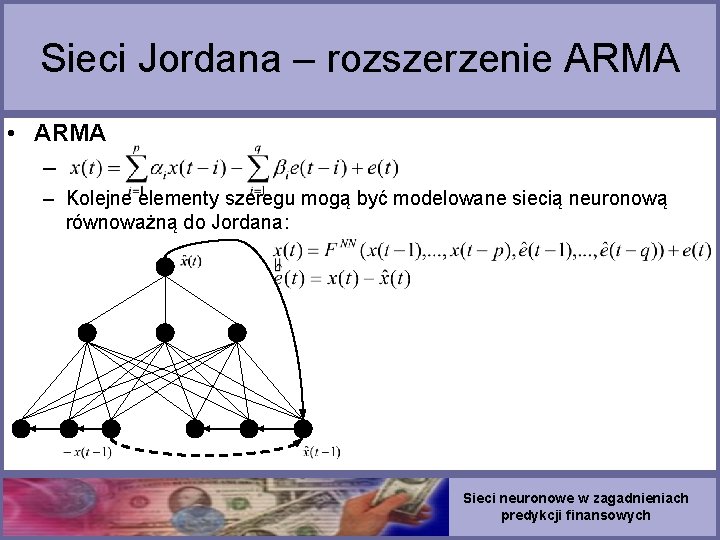 Sieci Jordana – rozszerzenie ARMA • ARMA – – Kolejne elementy szeregu mogą być