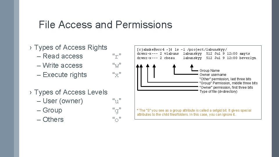 File Access and Permissions › Types of Access Rights – Read access “r” –