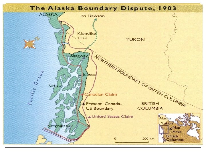 Alaska Boundary Dispute Both countries claimed different boundaries which included the ports of Skagway, Alaska Boundary Dispute Both countries claimed different boundaries which included the ports of Skagway,