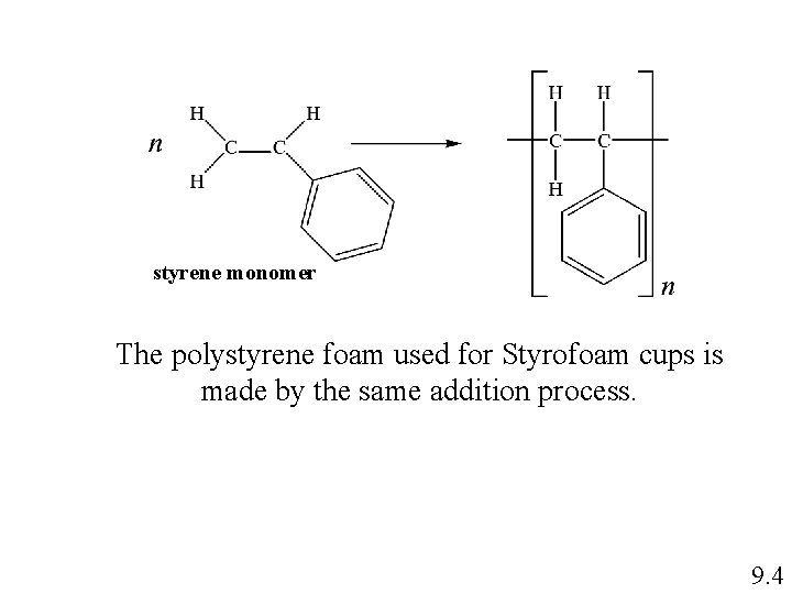 styrene monomer The polystyrene foam used for Styrofoam cups is made by the same styrene monomer The polystyrene foam used for Styrofoam cups is made by the same