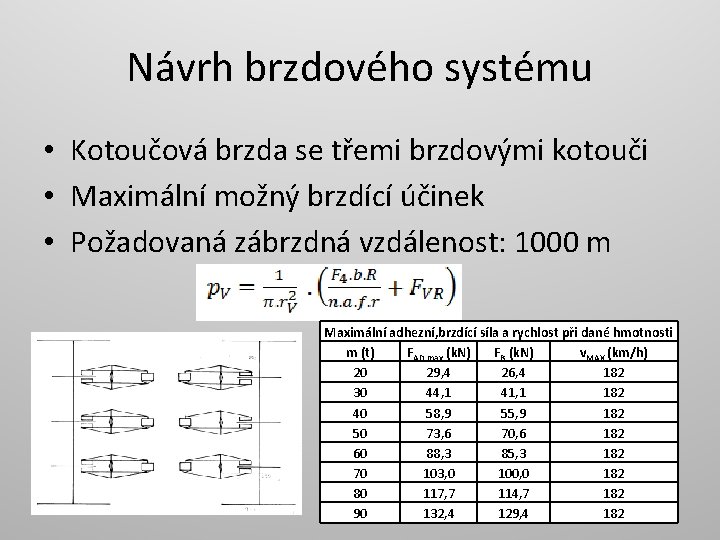 Návrh brzdového systému • Kotoučová brzda se třemi brzdovými kotouči • Maximální možný brzdící