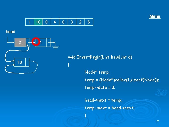 Menu 1 10 8 4 6 3 2 5 head X 1 void Insert.