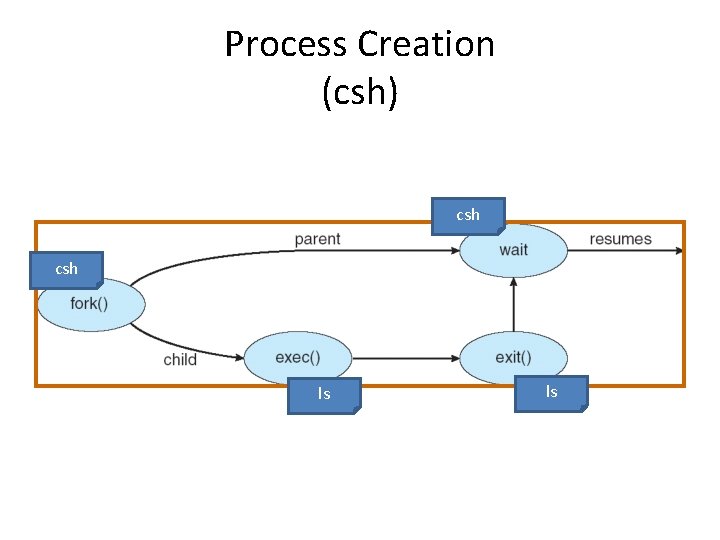 Process Creation (csh) csh ls ls 