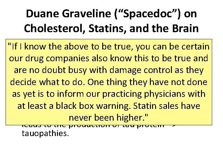 Duane Graveline (“Spacedoc”) on Cholesterol, Statins, and the Brain prevalence of to Loube Gehrig’s