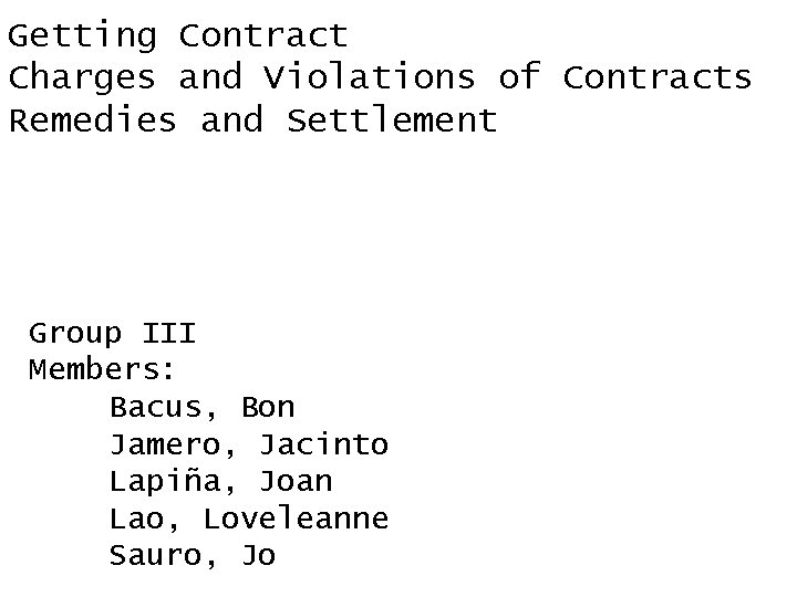 Getting Contract Charges and Violations of Contracts Remedies