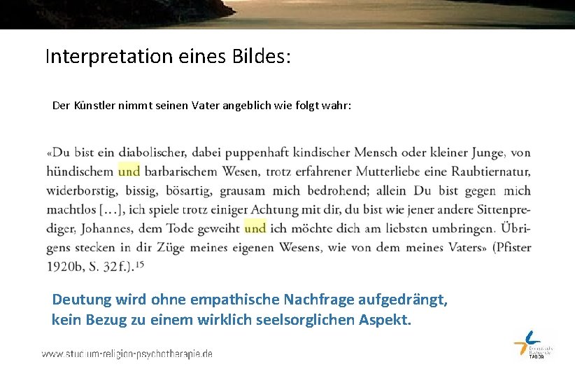 Interpretation eines Bildes: Der Künstler nimmt seinen Vater angeblich wie folgt wahr: Deutung wird