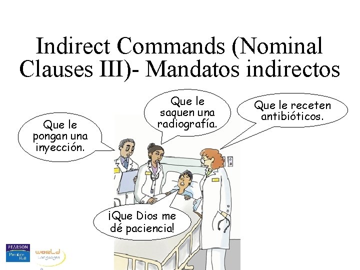 Indirect Commands (Nominal Clauses III)- Mandatos indirectos Que le pongan una inyección. Que le