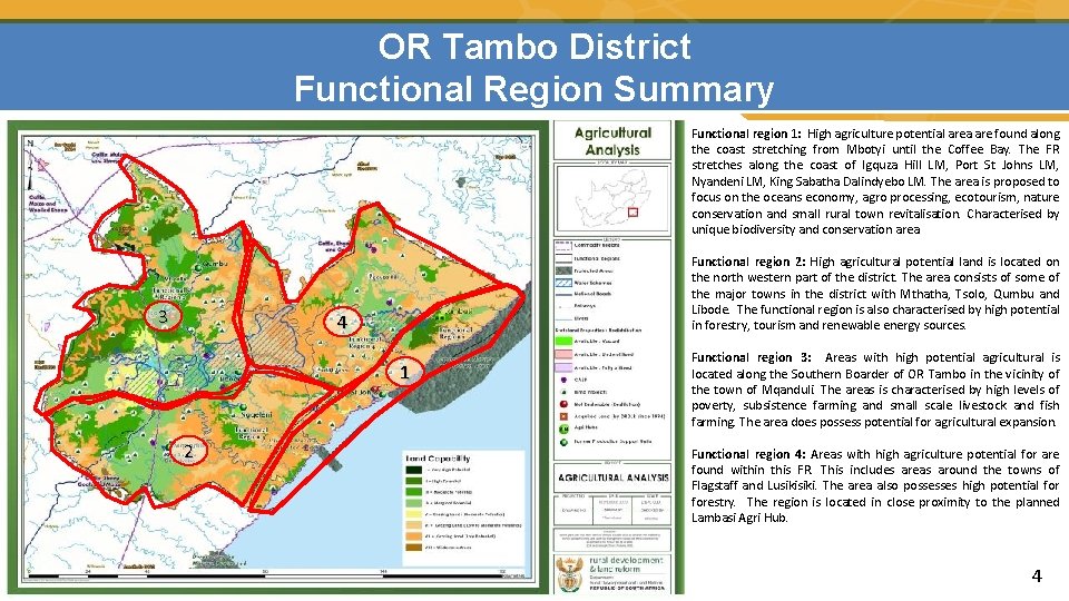 OR Tambo District Functional Region Summary Functional region 1: High agriculture potential area are