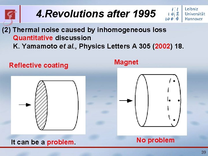 4. Revolutions after 1995 (2) Thermal noise caused by inhomogeneous loss Quantitative discussion K.