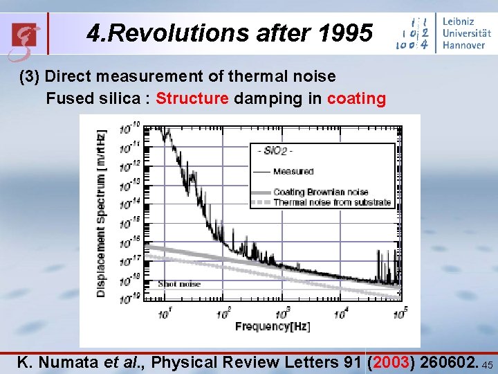 4. Revolutions after 1995 (3) Direct measurement of thermal noise Fused silica : Structure