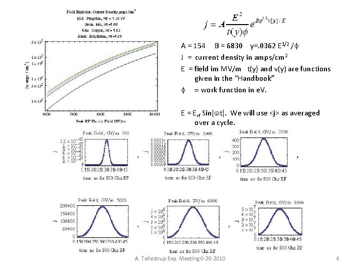 A = 154 B = 6830 y=. 0362 E 1/2 /f J = current