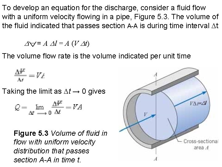 To develop an equation for the discharge, consider a fluid flow with a uniform To develop an equation for the discharge, consider a fluid flow with a uniform