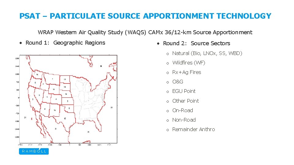 PSAT – PARTICULATE SOURCE APPORTIONMENT TECHNOLOGY WRAP Western Air Quality Study (WAQS) CAMx 36/12