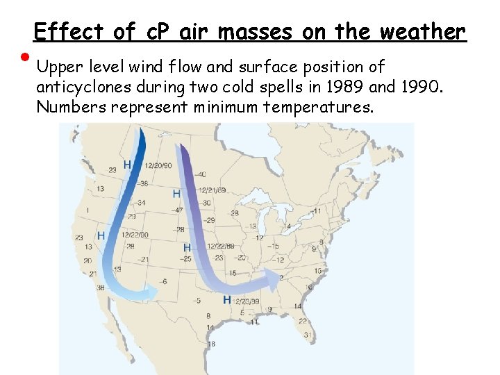 Effect of c. P air masses on the weather • Upper level wind flow