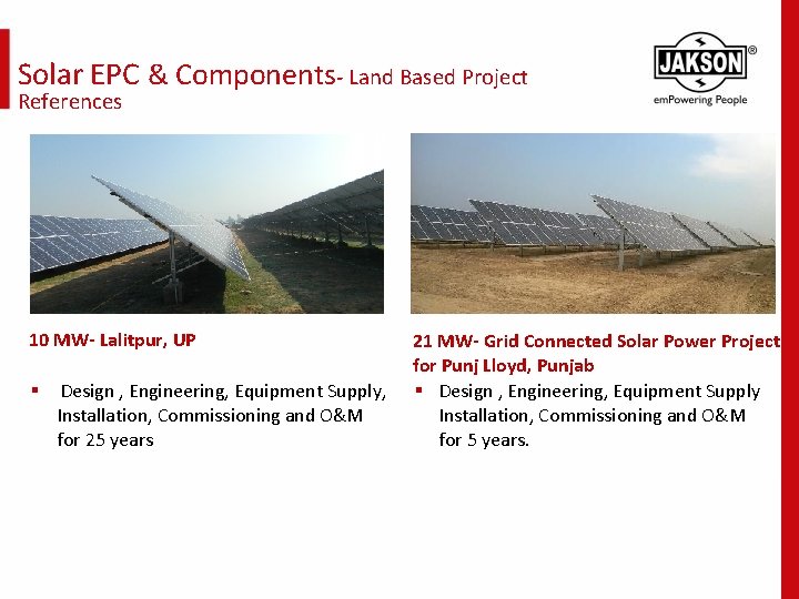 Solar EPC & Components- Land Based Project References 10 MW- Lalitpur, UP § Design
