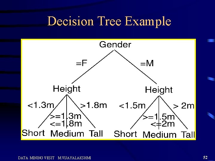 Decision Tree Example DATA MINING VESIT M. VIJAYALAKSHMI 52 