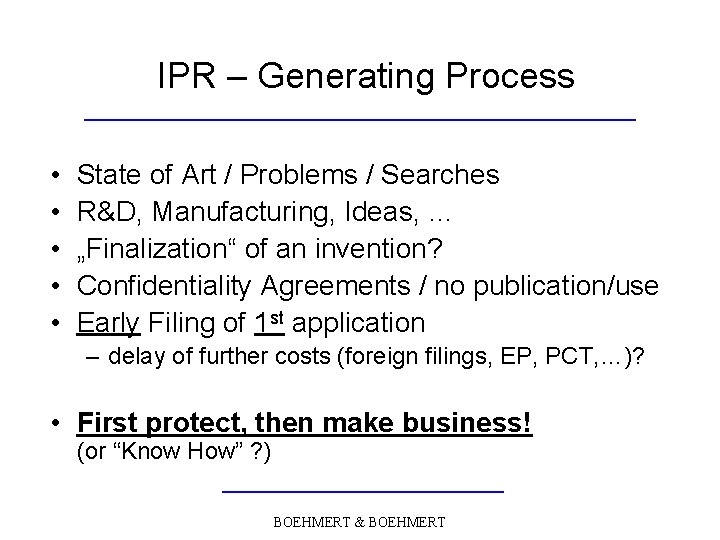 IPR – Generating Process • • • State of Art / Problems / Searches