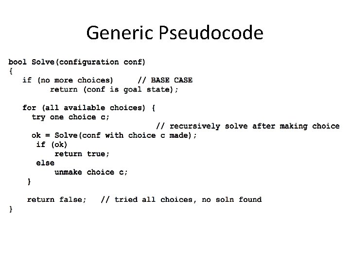 Generic Pseudocode 