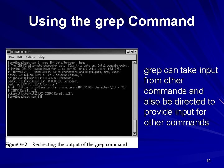 Using the grep Command grep can take input from other commands and also be Using the grep Command grep can take input from other commands and also be