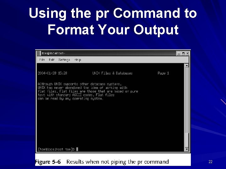 Using the pr Command to Format Your Output 22 Using the pr Command to Format Your Output 22