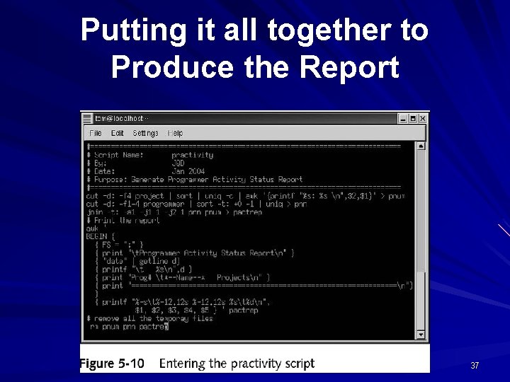 Putting it all together to Produce the Report 37 Putting it all together to Produce the Report 37
