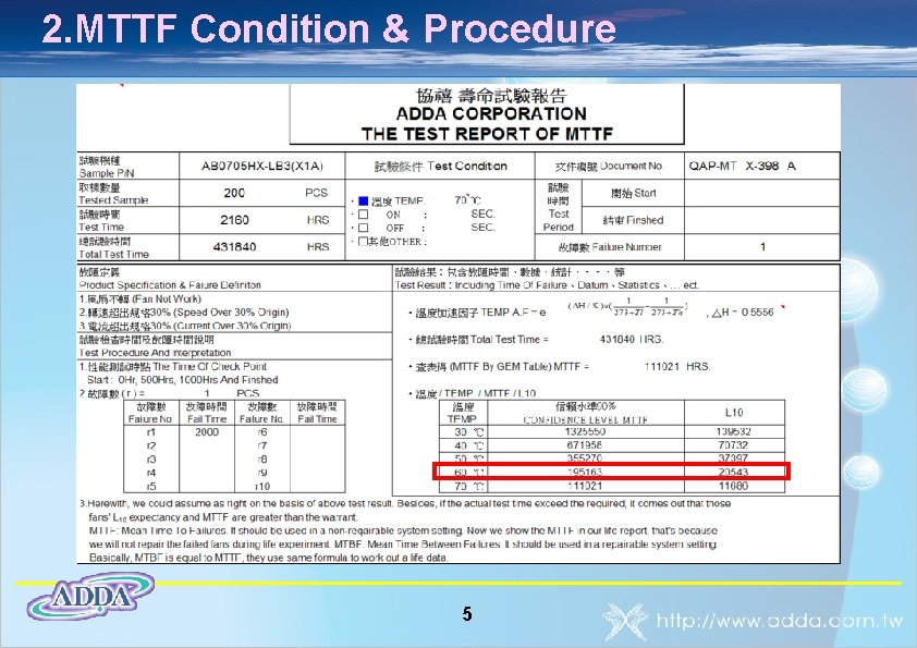 2. MTTF Condition & Procedure 5 