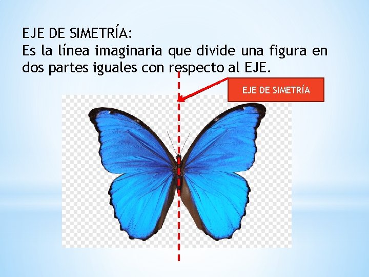 EJE DE SIMETRÍA: Es la línea imaginaria que divide una figura en dos partes