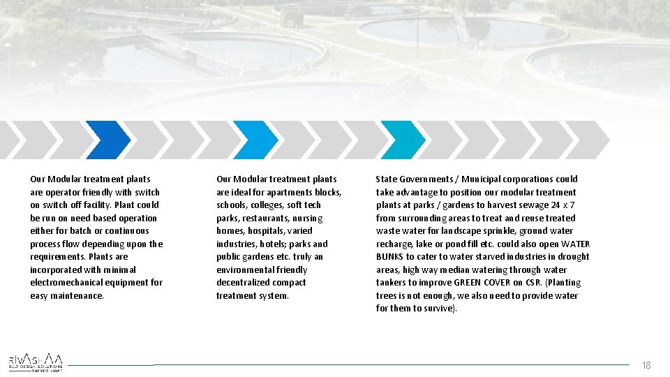 Our Modular treatment plants are operator friendly with switch on switch off facility. Plant