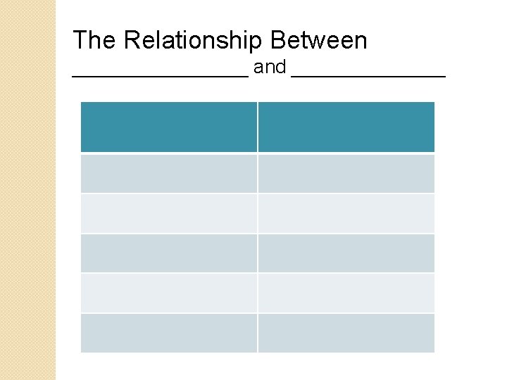 The Relationship Between ________ and _______ 