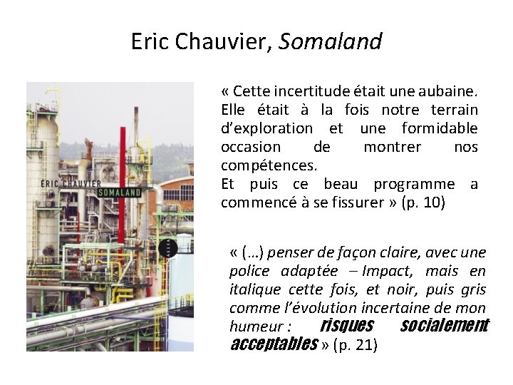 Eric Chauvier, Somaland « Cette incertitude était une aubaine. Elle était à la fois