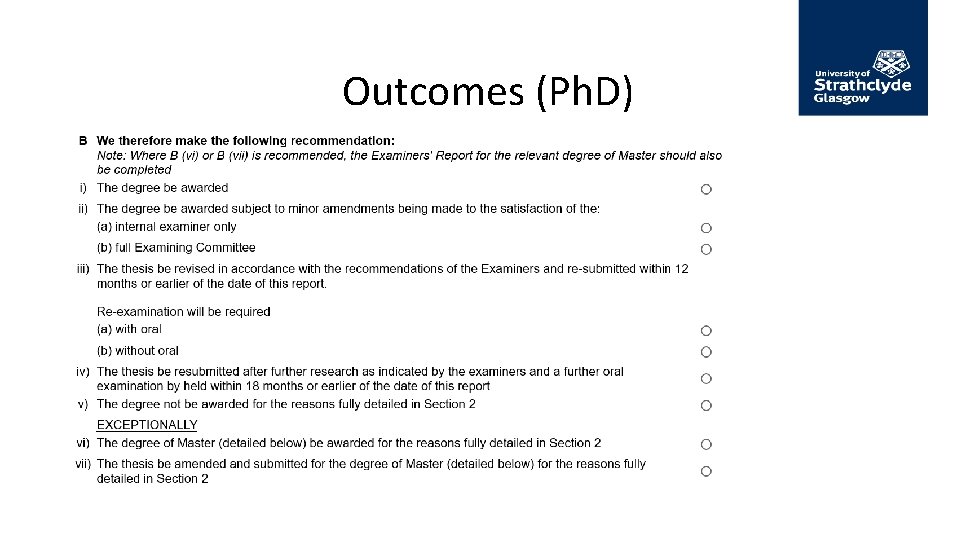 Outcomes (Ph. D) 