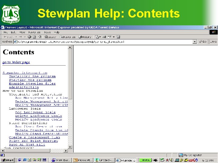 Stewplan Help: Contents 