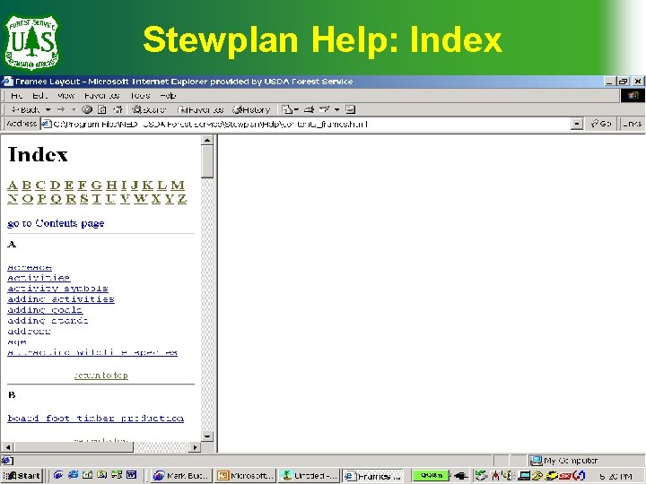 Stewplan Help: Index 