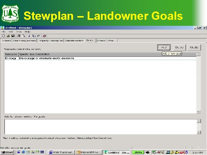 Stewplan – Landowner Goals 