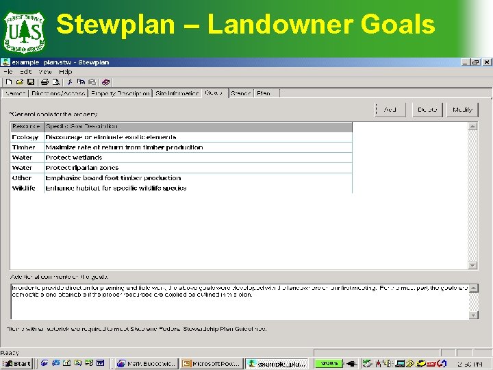 Stewplan – Landowner Goals 