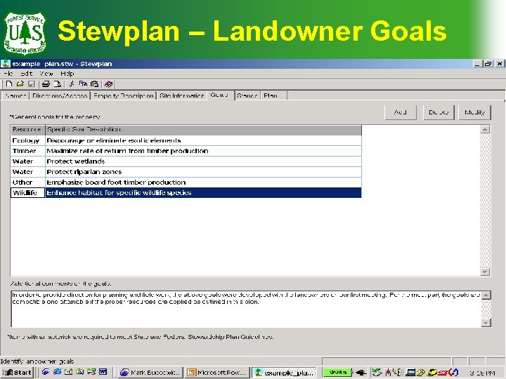 Stewplan – Landowner Goals 